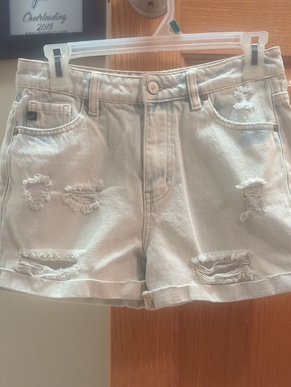 Distressed Light Wash Women's Denim Shorts